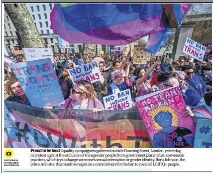 trans rally at Downing street