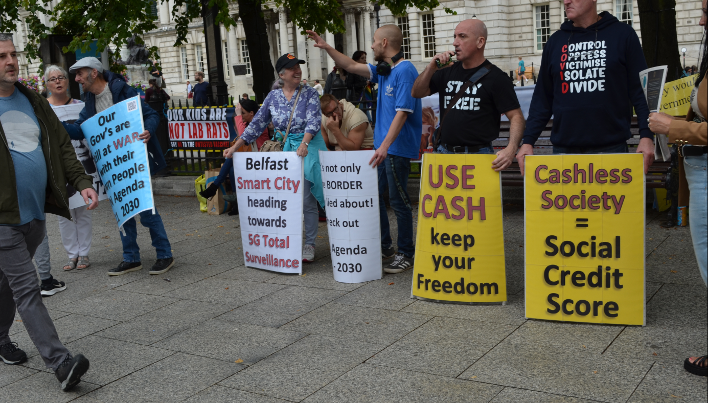 Conspiracy nuts protest at Belfast Pride [copyright Lee Hurley]