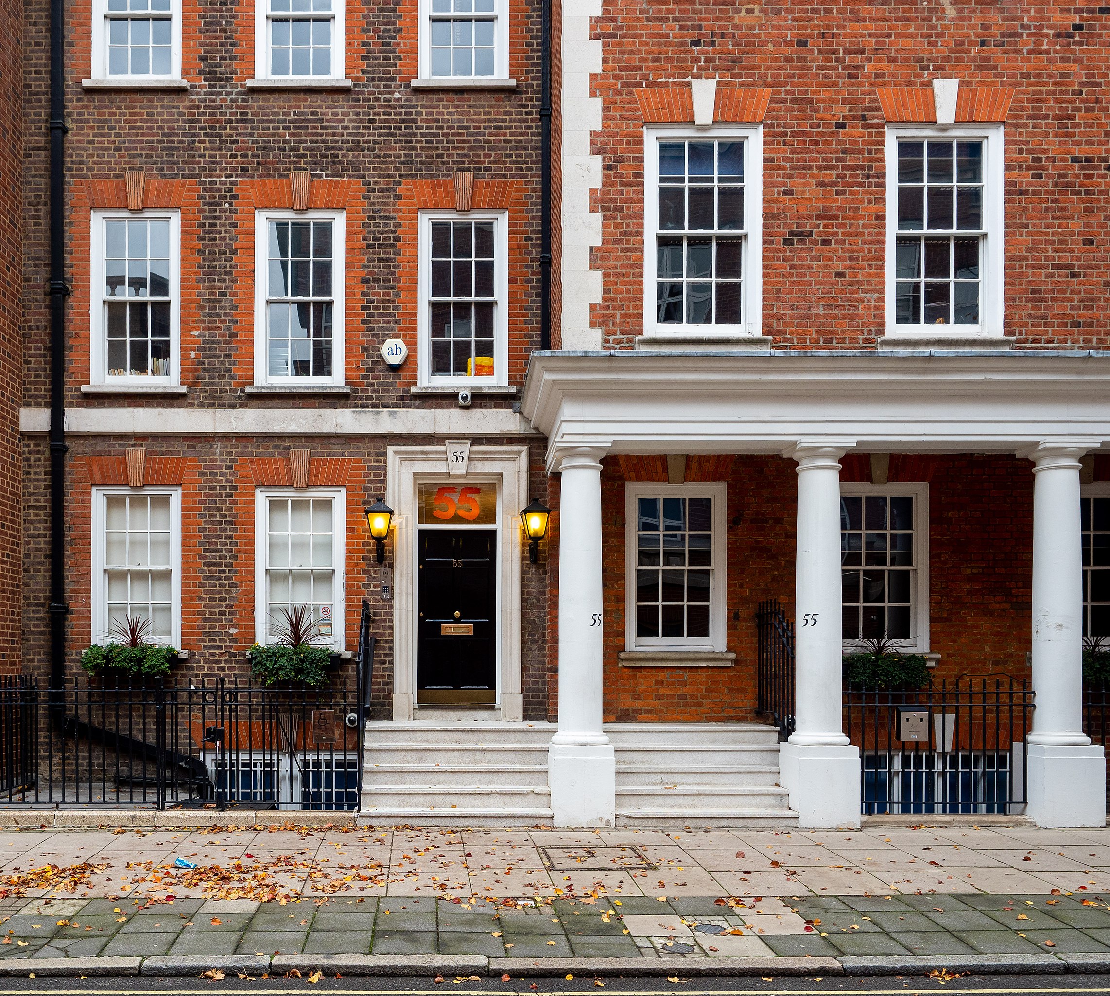 LGB Alliance's 55 Tufton Street address, a picture of the front door showing a seemingly innocuous terraced house in London