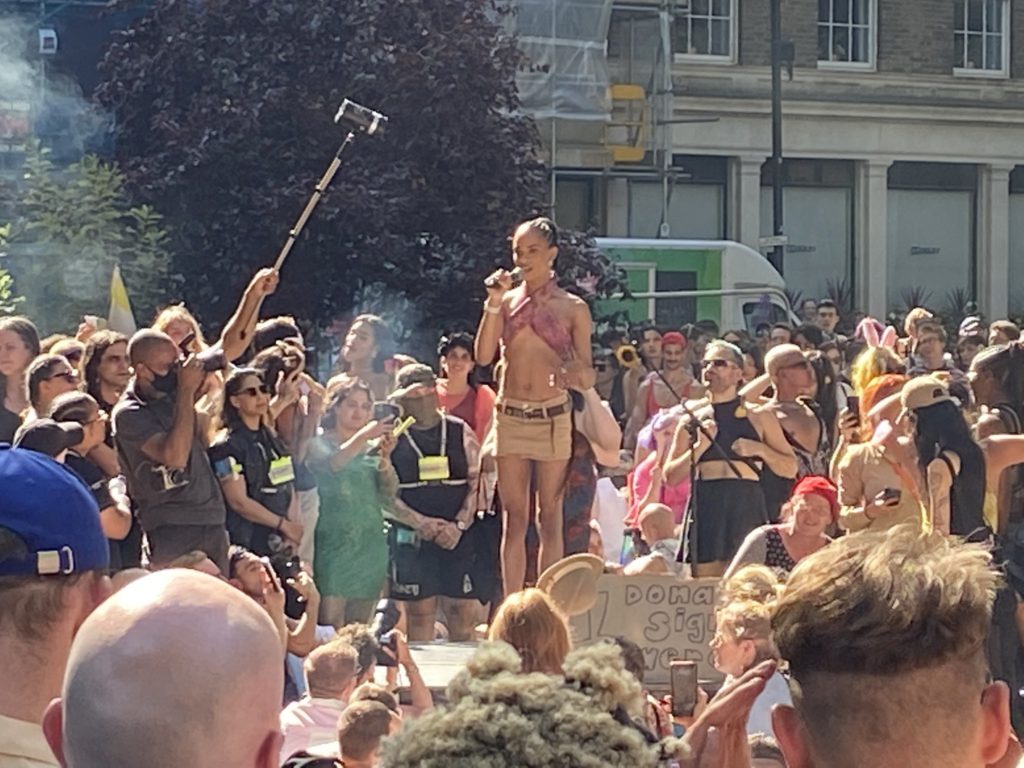 Doctor Who actress; Yasmin Finney giving a speech at trans pride London