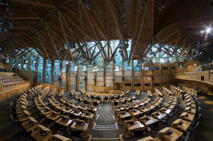 The Scottish Parliament debating chamber where Scottish GRA reform was recently debated. Where Scottish Parliament public gallery kicked off and where Scottish Gender Recognition Reform bill was passed.
