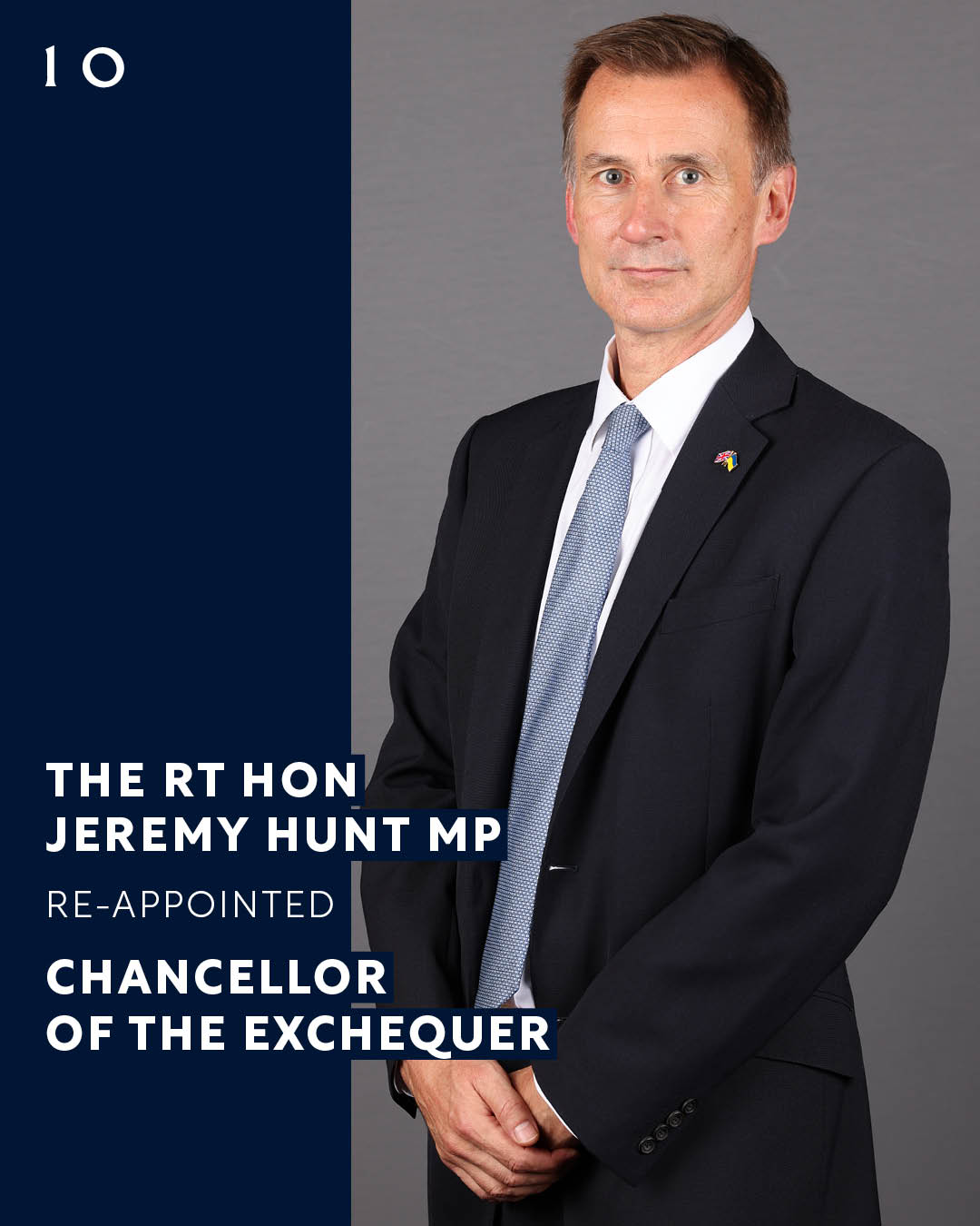 The Rt Hon Jeremy Hunt MP @Jeremy_Hunt has been re-appointed Chancellor of the Exchequer @HMTreasury . 