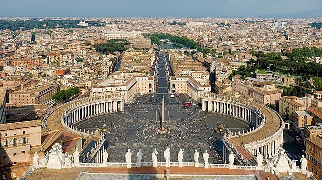 A 5x6 segment panoramic image taken by myself with a Canon 5D and 70-200mm f/2.8L lens from the dome of St Peter's in Vatican City in Rome.