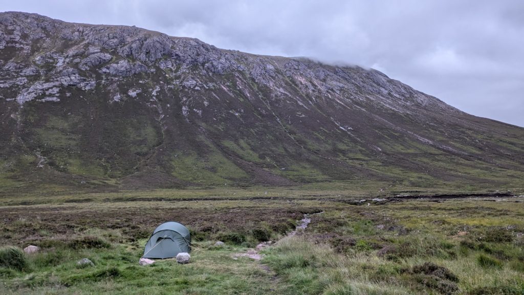 A photo of Jay Hulme's tent as he camps beneath the Cairngorms